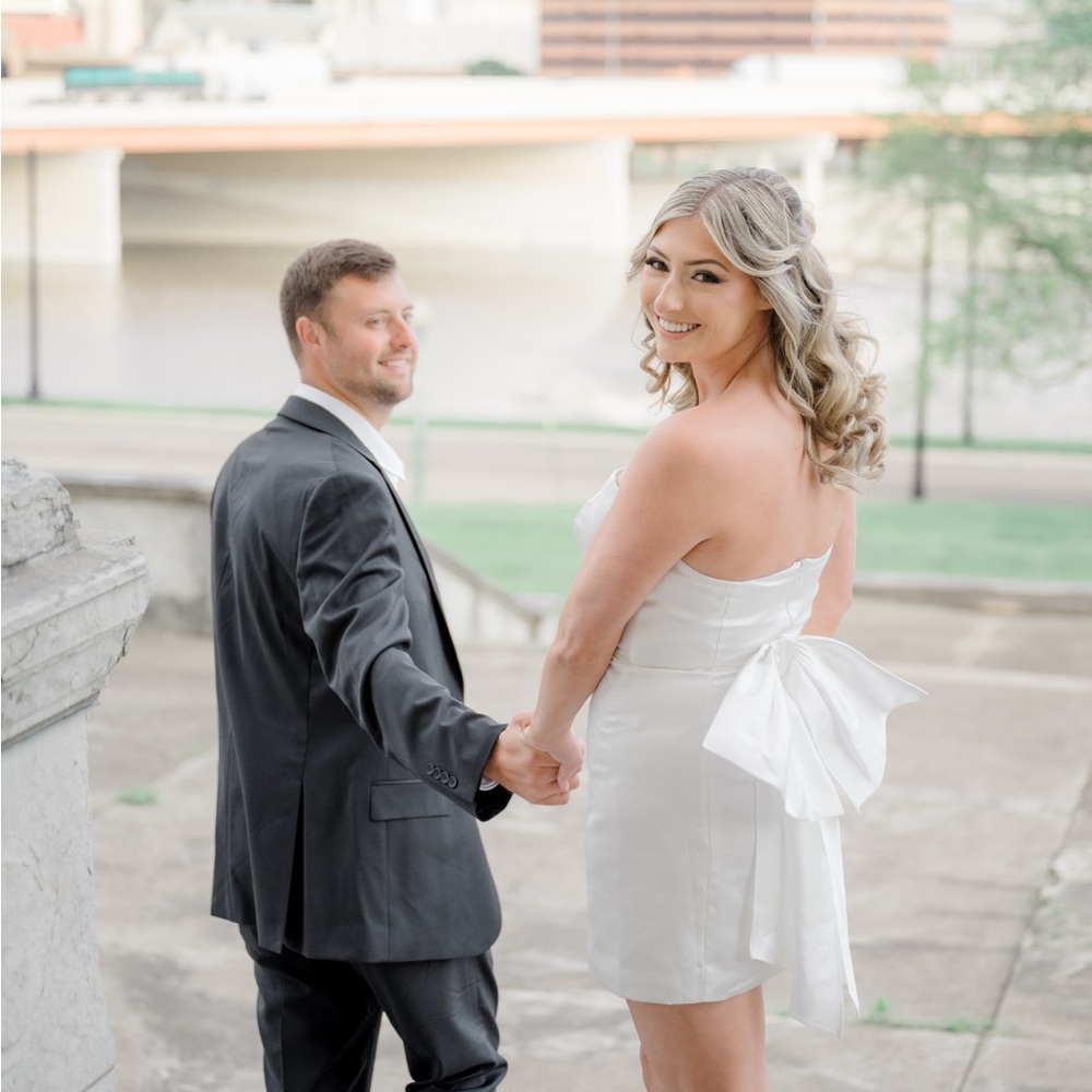 Lulu's White Mini Dress with Bow